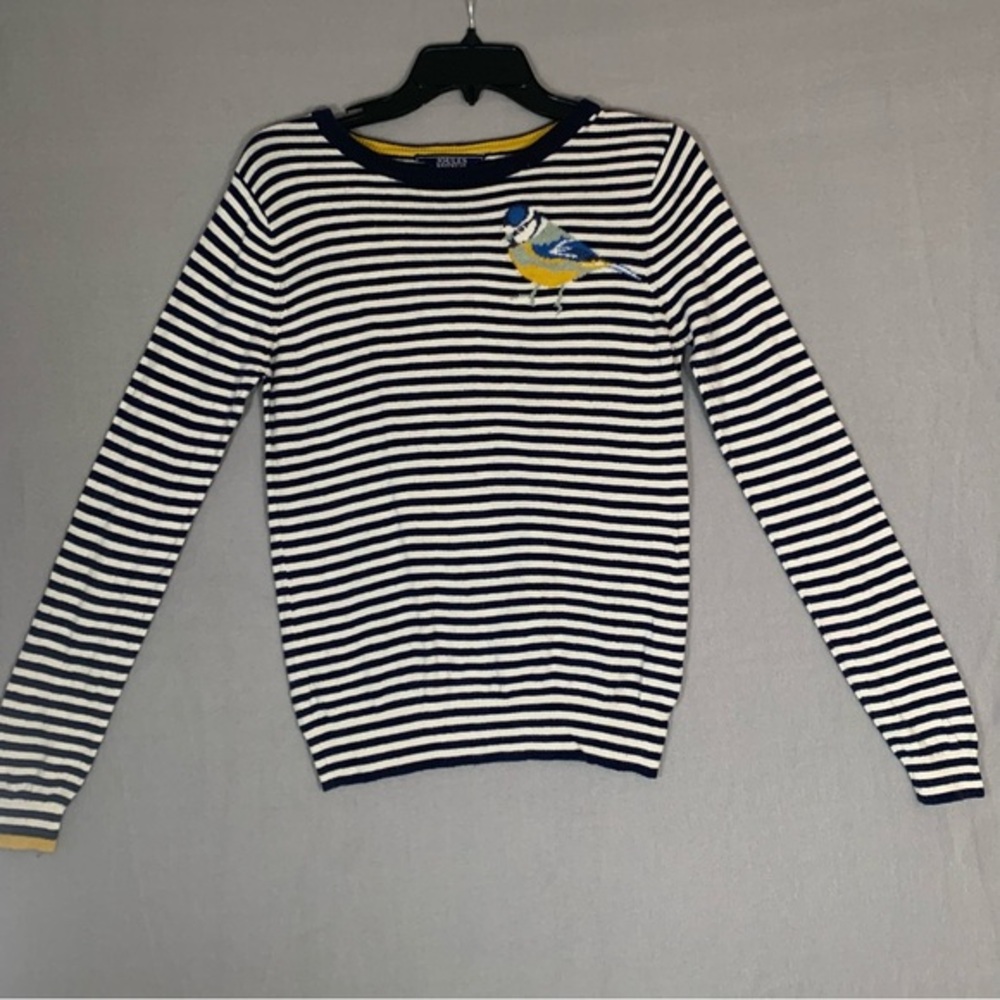 Joules Sweater Womens 4 Blue White Striped Miranda Robin Knit Pullover Jumper